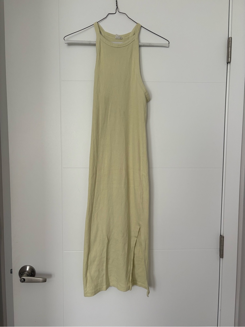 Sleeveless Ribbed Maxi Dress in Light Yellow